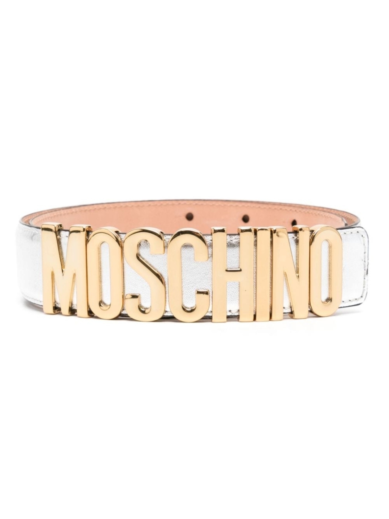 

Moschino ремень с логотипом, серебристый