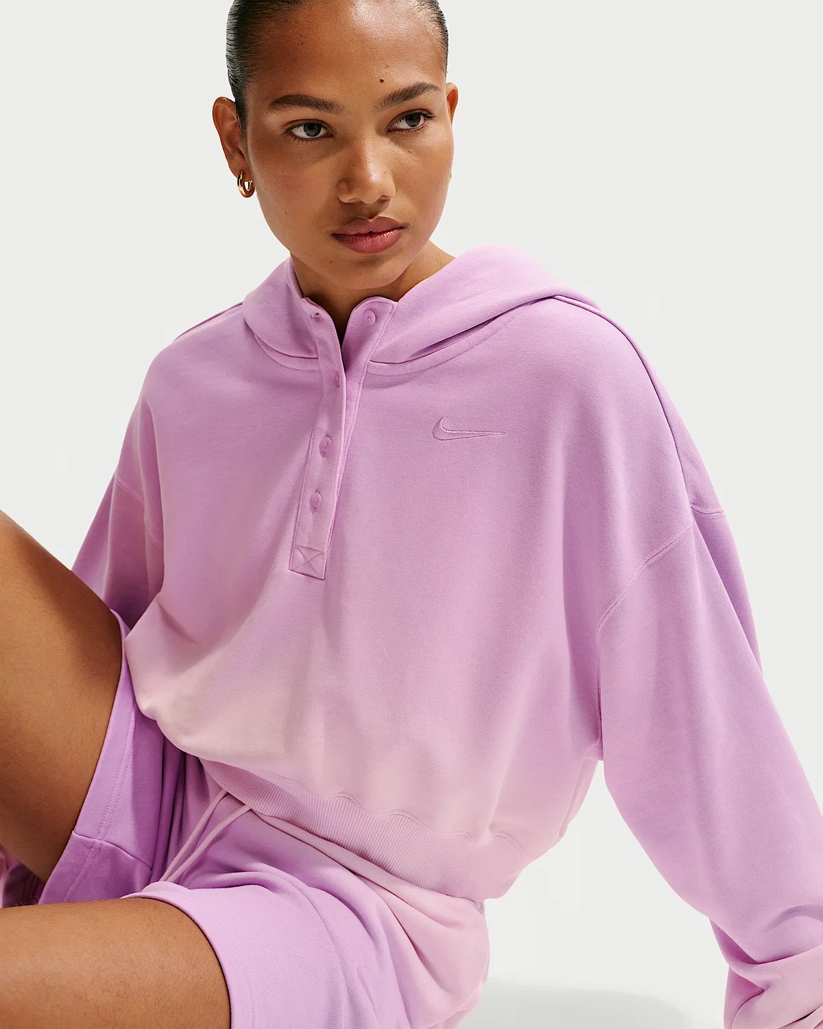 Женский оверсайз худи-поло Nike Sportswear Phoenix Fleece, Pink Foam/Light Magenta/Light Magenta