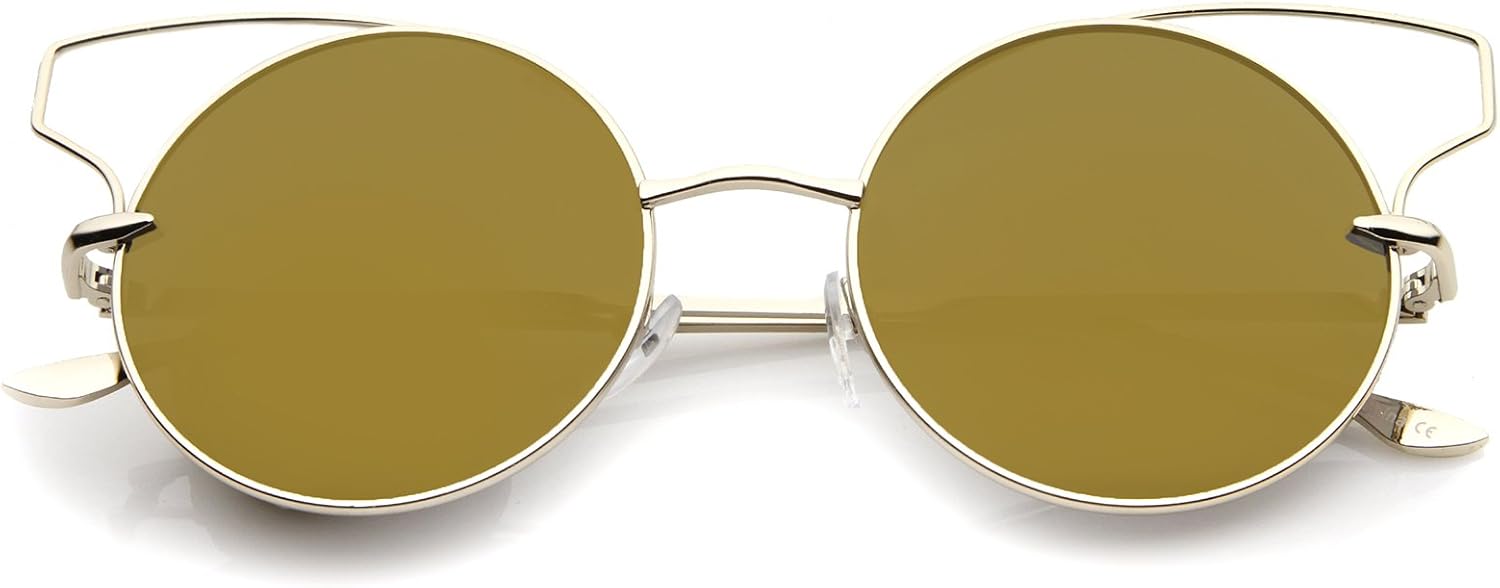 

Женские солнцезащитные очки zeroUV с металлической оправой и проволочным каркасом, цветными зеркальными линзами, круглые, в форме «кошачий глаз», диаметр линз 52 мм, Gold / Gold Mirror