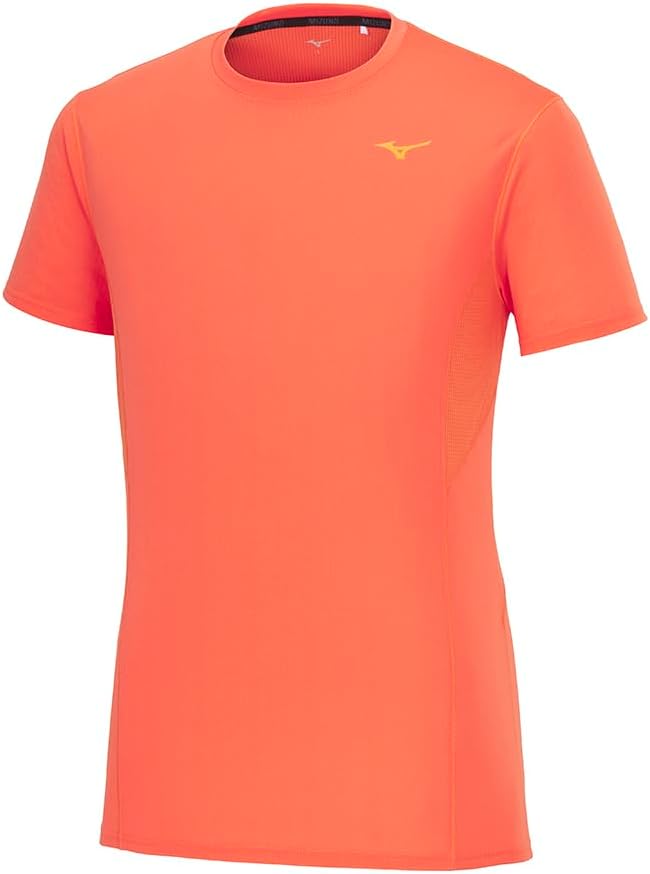

Мужская беговая футболка Mizuno Dry Aeroflow, с коротким рукавом, светоотражающая расцветка Aurora, дышащий материал, J2MAB004, белый/темно-синий