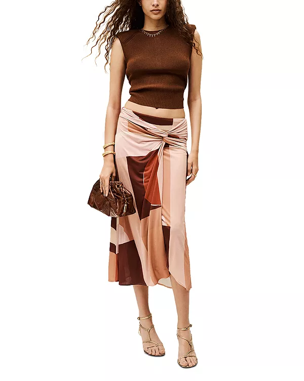 

Юбка-Миди Mely с принтом и перекрученным передом Ba&Sh, розовый