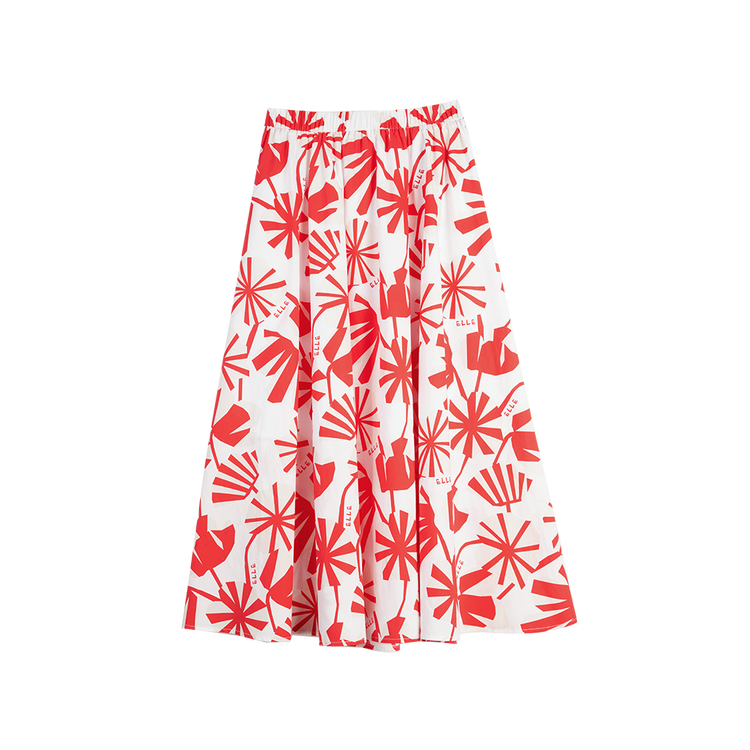 

ELLE Повседневная длинная юбка женская красная цветочная умеренная мид-длины A-силуэт