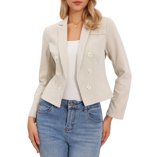 

Полосатый блейзер для женщин с приталенным лацканом Inspire Chic