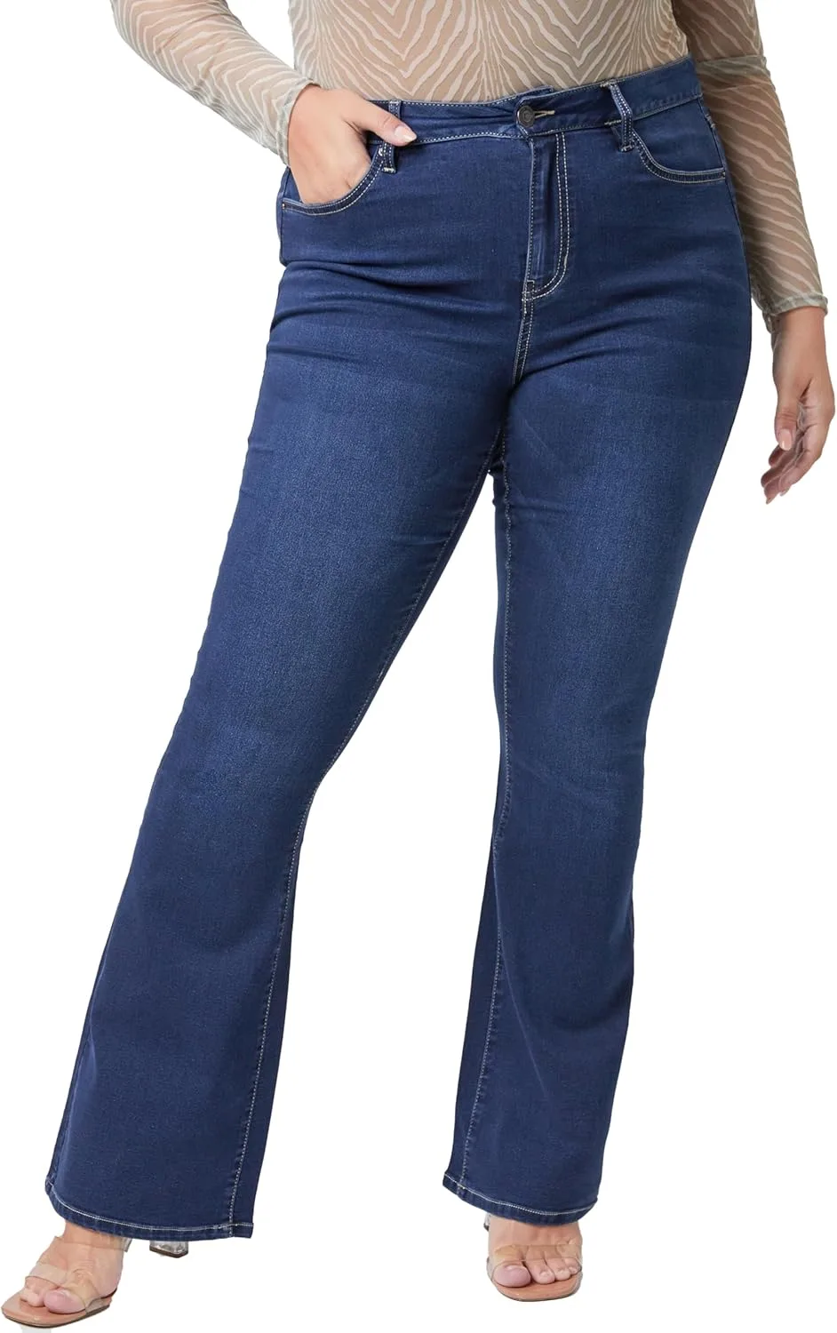 

YMI Womens Plus Size Hyperdenim Super Stretchy Flare Jeans