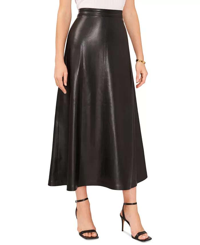 

Женская юбка макси из искусственной кожи со швами Vince Camuto, черный