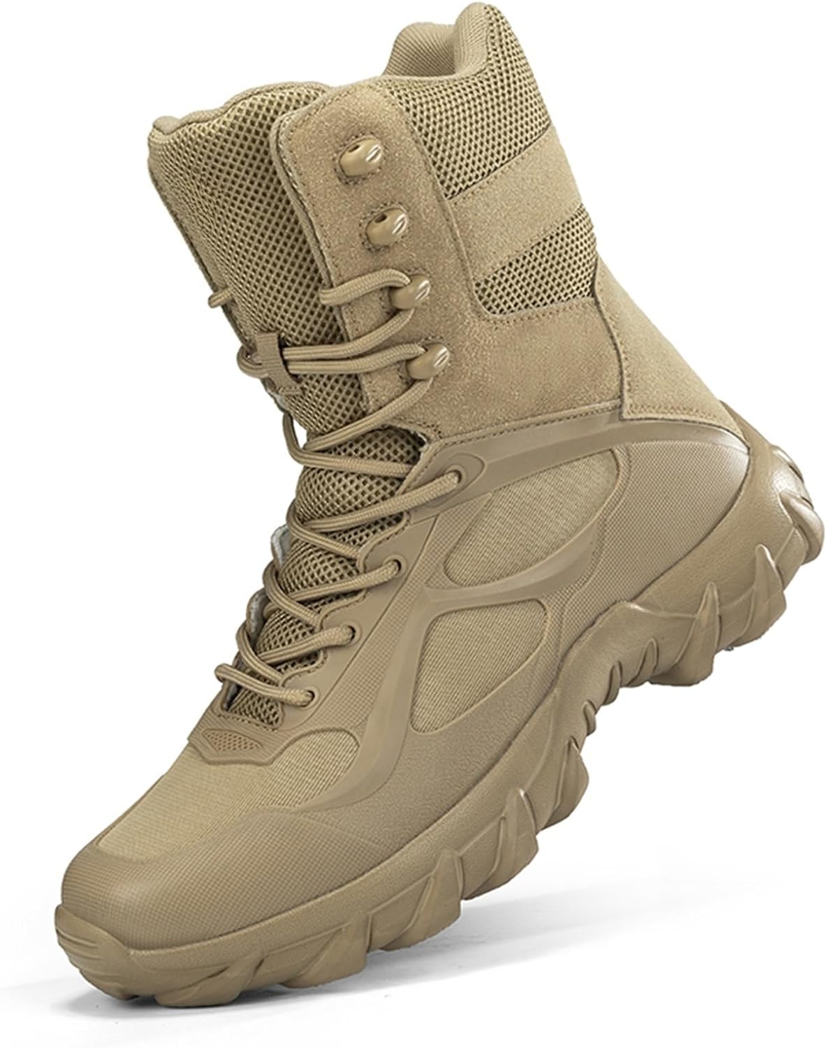 

Мужские высокие ботинки с шнуровкой, военные тактические, водонепроницаемые, с дышащей сеткой, нескользящей резиновой подошвой, для работы на улице, боя, походов, легкие, с мягким носком, удобные для тренировок и походов с рюкзаком Tengfeifly, х...