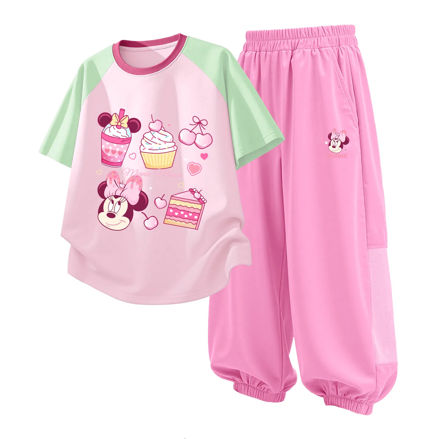 Детский спортивный костюм Casual Sportswear 2 Piece Set Disney, Deloloni K Green Pink+Deloloni K Strawberry Pink — фото 4