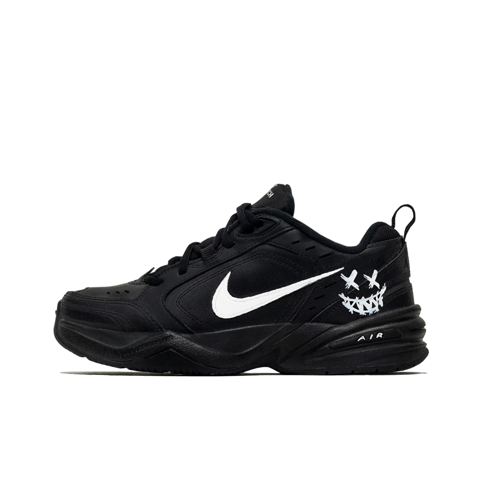 

Nike Кроссовки Air Monarch 4 Dark Alley Smiley Face Abrasion Resistant Low top Chunky Unisex Black White