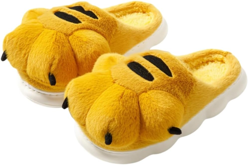 

Мужские и женские тапочки JINGHUIYAOXI, тапочки с лапками животных, теплые и противоскользящие, желтый
