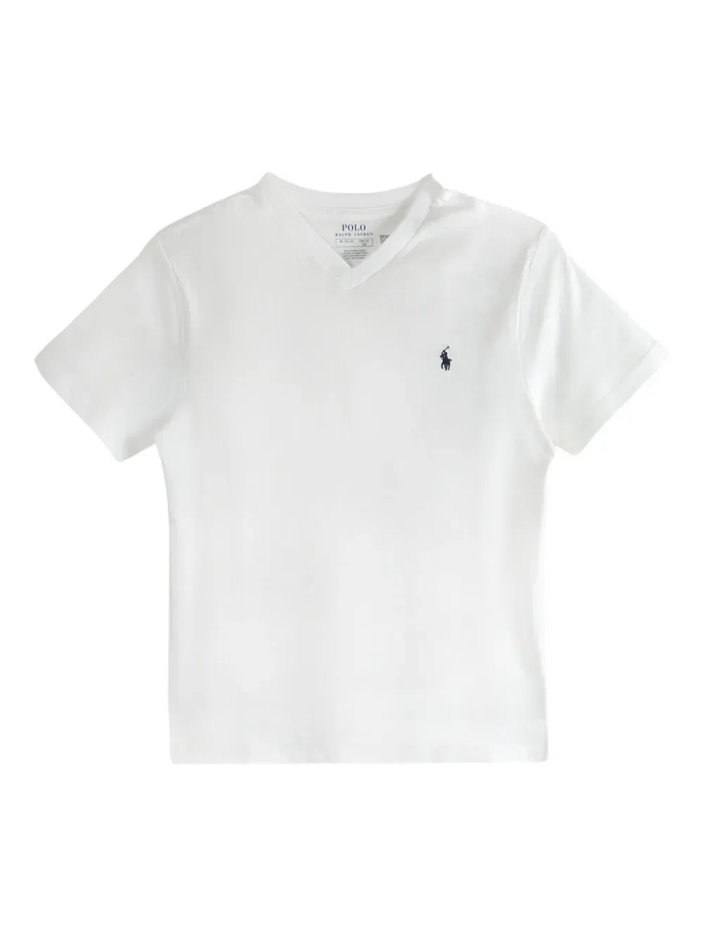Хлопковая футболка с V-образным вырезом Polo Ralph Lauren Kids, белый