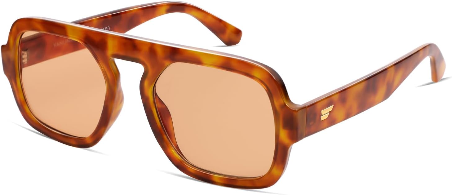 

Солнцезащитные очки-авиаторы VANLINKER большого размера в стиле ретро, ​​квадратной формы, для женщин и мужчин, винтажный стиль 70-х, модные большие очки с плоской верхней частью VL9826, C4-bright Yellow Tortoiseshell/Brown