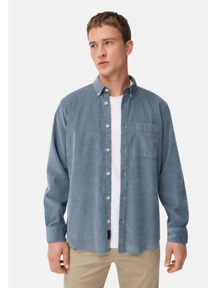 

Рубашка fleXXXactive с длинными рукавами, воротником на пуговицах и нагрудным карманом каменно-синего цвета Camel Active