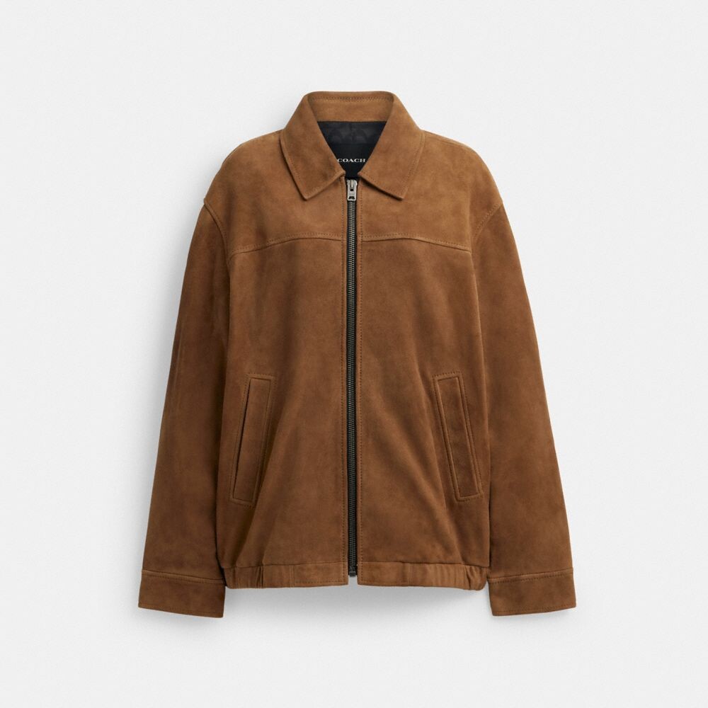 

Куртка из замши большого размера COACH, цвет umber