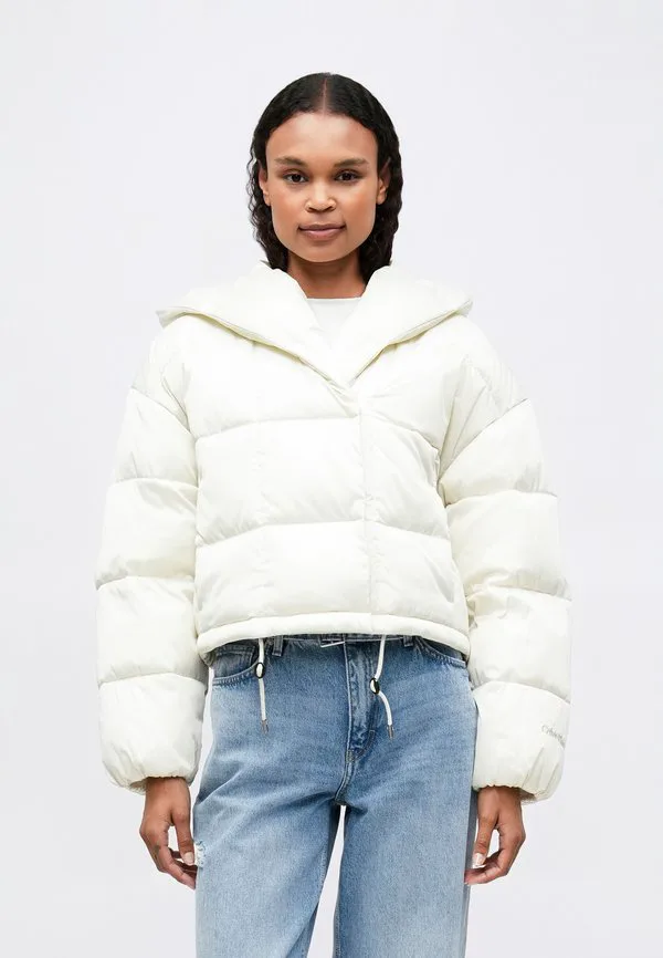 Зимняя куртка средней плотности с коротким рукавом и запахом Calvin Klein, Bone White