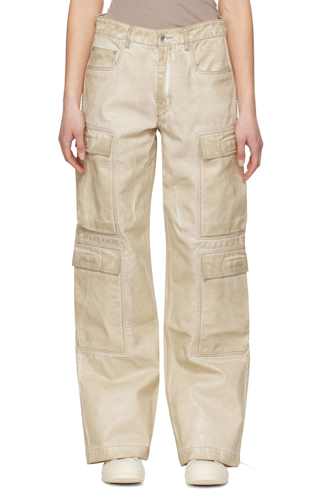 

Голливудские джинсы с двойными карманами Rick Owens Drkshdw, цвет parchment