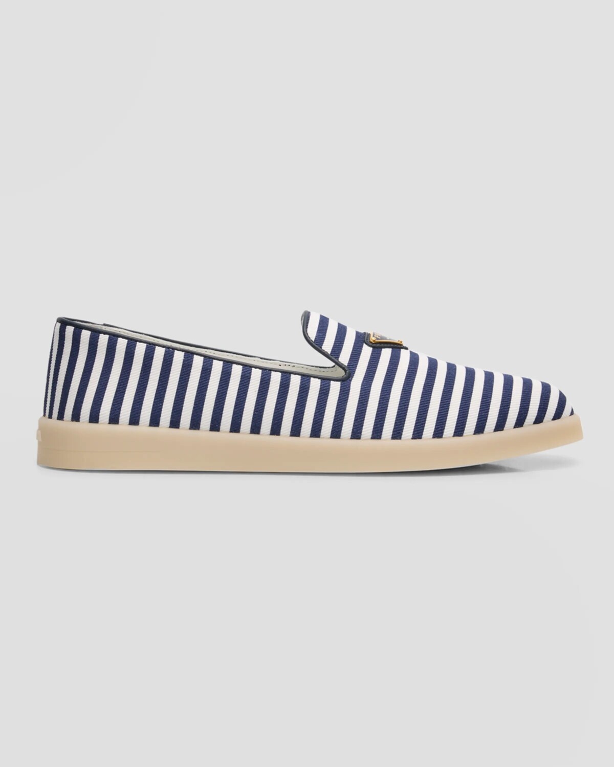 Кроссовки без шнуровки Saint Tropez в полоску Prada, цвет Bianco Bleu