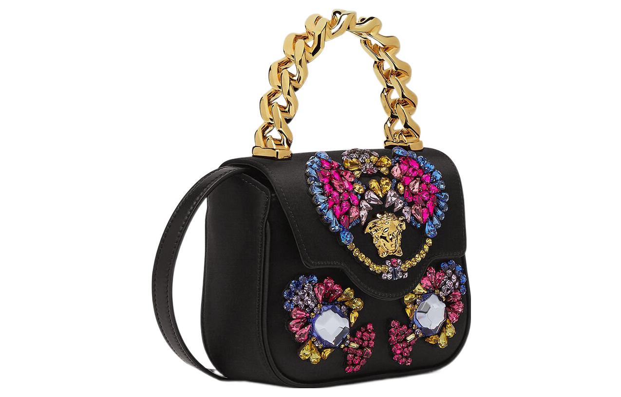 VERSACE Сумка через плечо Medusa кожаная мини женская черная — фото 3