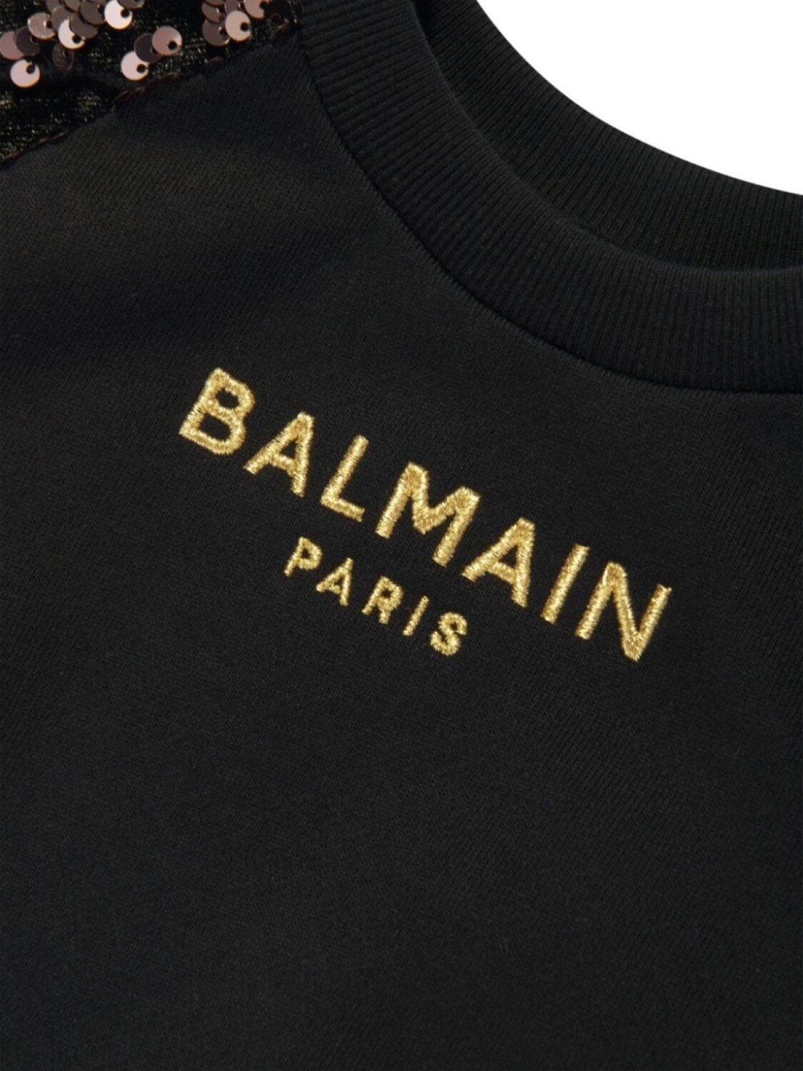 Balmain Kids хлопковая толстовка, украшенная пайетками, черный — фото 3