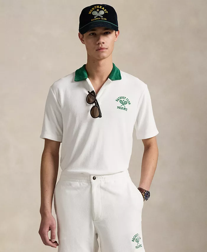 

Мужская классическая поло с принтом из махровой ткани Polo Ralph Lauren, белый