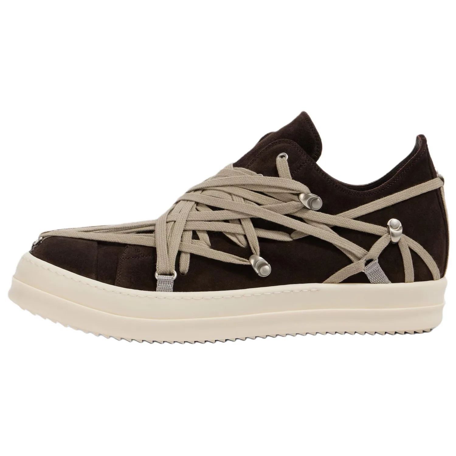 RICK OWENS Кроссовки RO Megalace Suede Low top мужские коричневые
