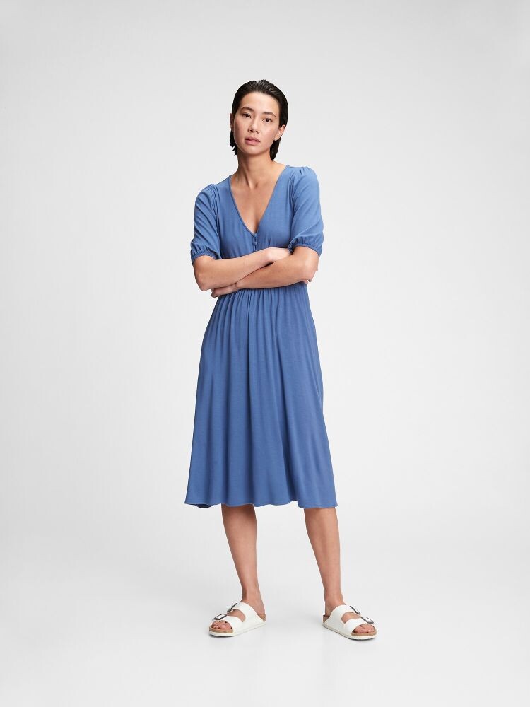 

Платье с объемными рукавами Gap, синий
