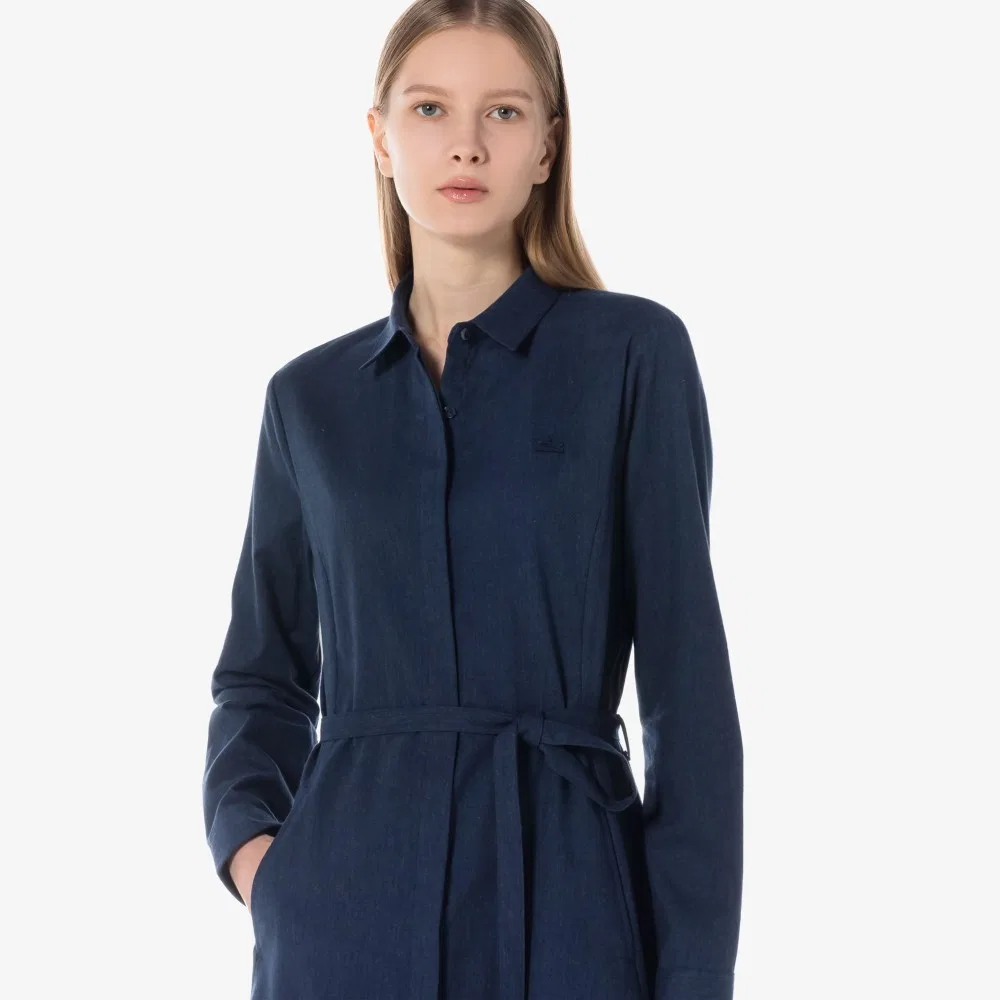 Платье Lacoste фланелевое длинное тёмно-синее — фото 3