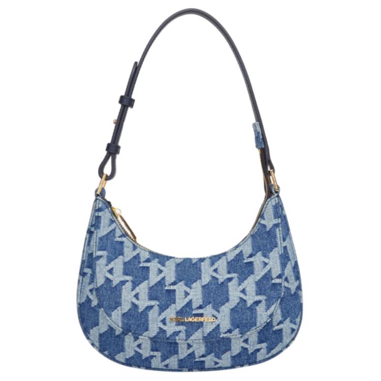 

KARL LAGERFELD Кожаная сумка-полумесяц, плечевая сумка, женская повседневная синяя KARL LAGERFELD / Karl Lagerfeld Jeans