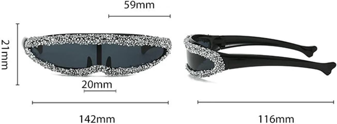 

Солнцезащитные очки Willochra квадратной формы без оправы для мужчин и женщин, диско-очки в стиле Y2K, большие цельные солнцезащитные очки со стразами, Green