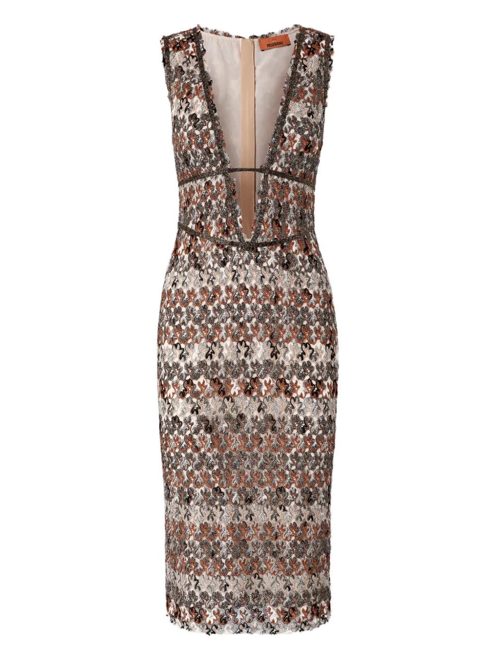 

Платье миди с цветочным V-образным вырезом Missoni, нейтральный