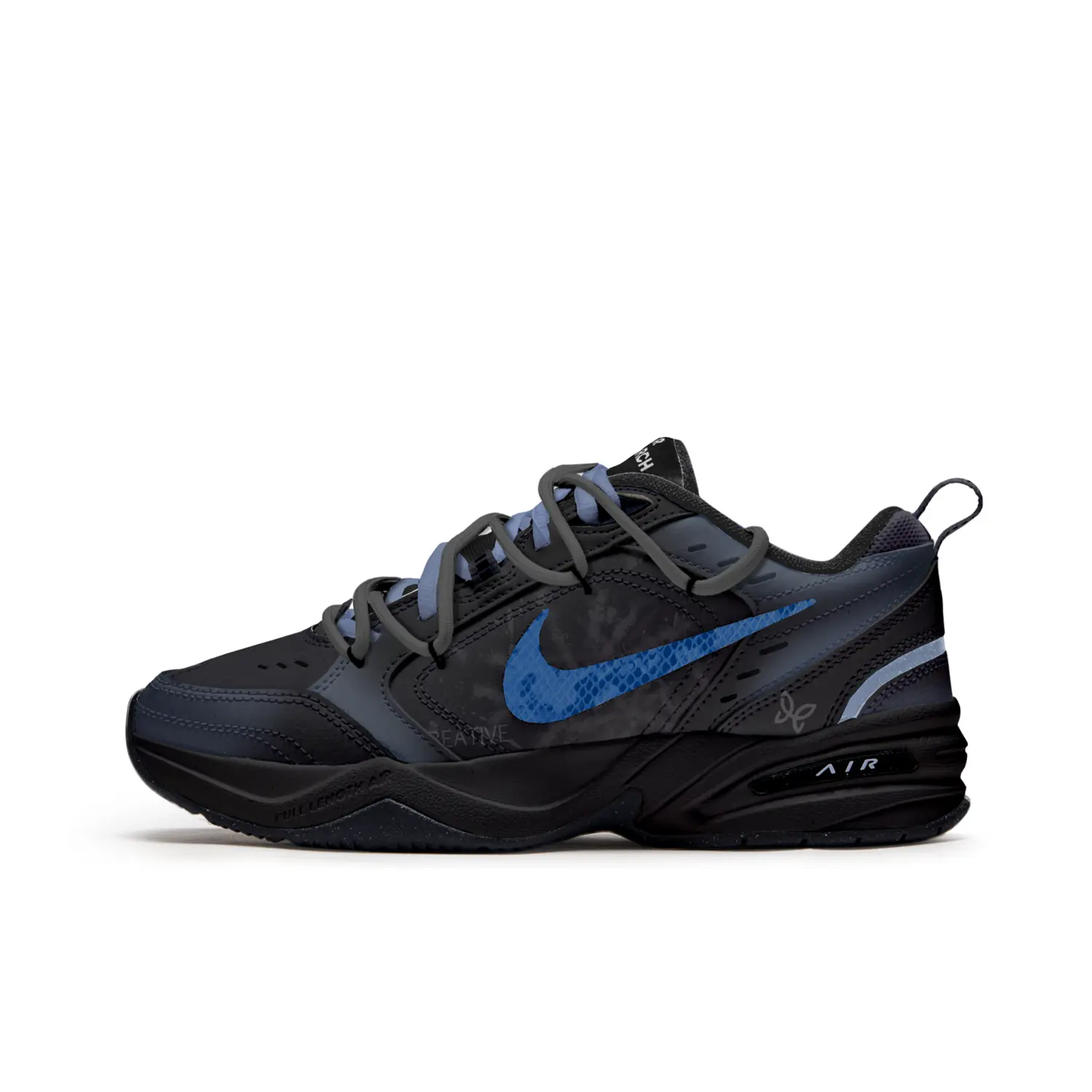 

Nike Air Monarch 4 Free Panda Mist Snake противоскользящие износостойкие низкие массивные кроссовки Unisex черный синий