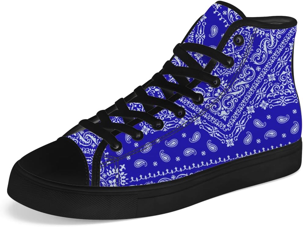 

Кеды Chebing для мужчин и женщин с узором пейсли, высокие, на шнуровке, повседневные, синий