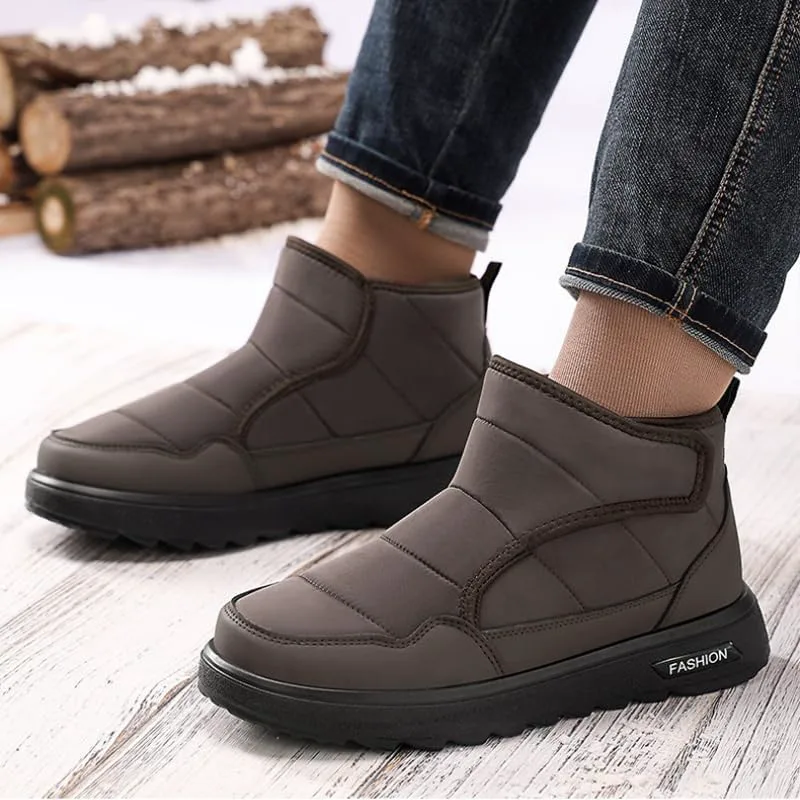 Мужские зимние ботинки Snow Boots водонепроницаемые, утепленные мехом, теплые ботинки до щиколотки, с застежкой-липучкой, удобные для ходьбы на улице Hhhchpm, коричневый — фото 4