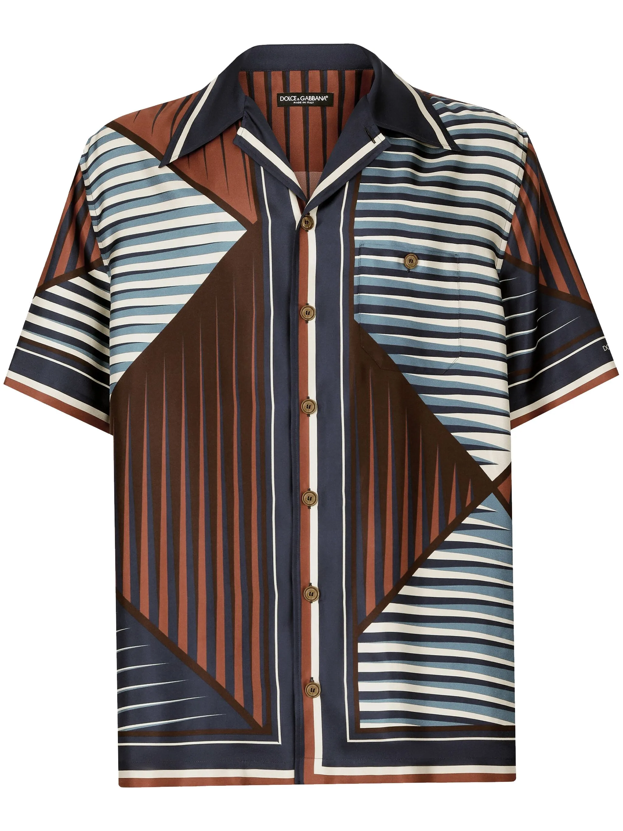 

Шелковая рубашка с геометричным принтом Dolce & Gabbana, белый