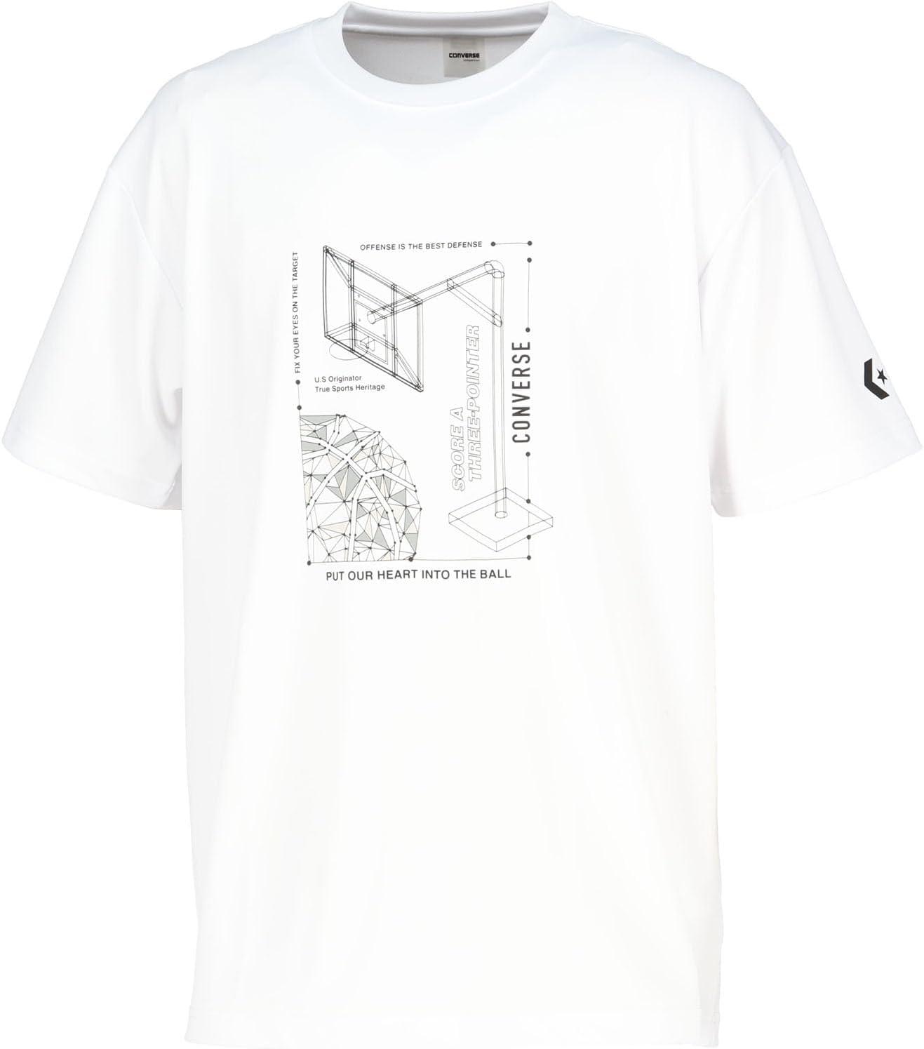 

Баскетбольная футболка Converse CB252361 с коротким рукавом и принтом, влагоотводящая, быстросохнущая, унисекс, белый