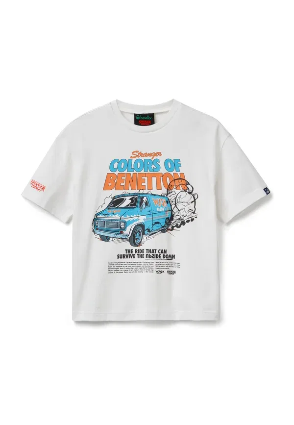 Футболка с принтом Stranger Things United Colors Of Benetton, белый