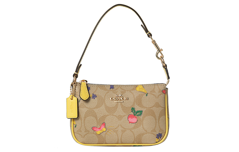 

COACH Nolita PVC Pochette, плечевая сумка маленькая женская яркий хаки и винтажный желтый