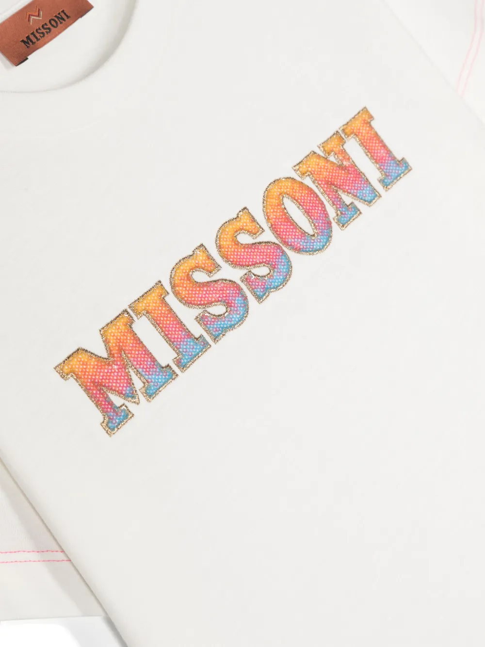 Футболка с пайетками и логотипом Missoni Kids, белый — фото 3