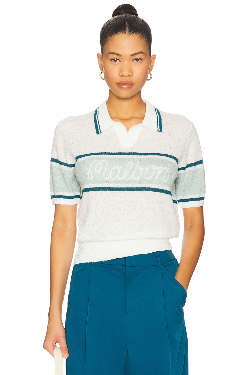 

Jade свитер-поло с коротким рукавом Malbon Golf, white
