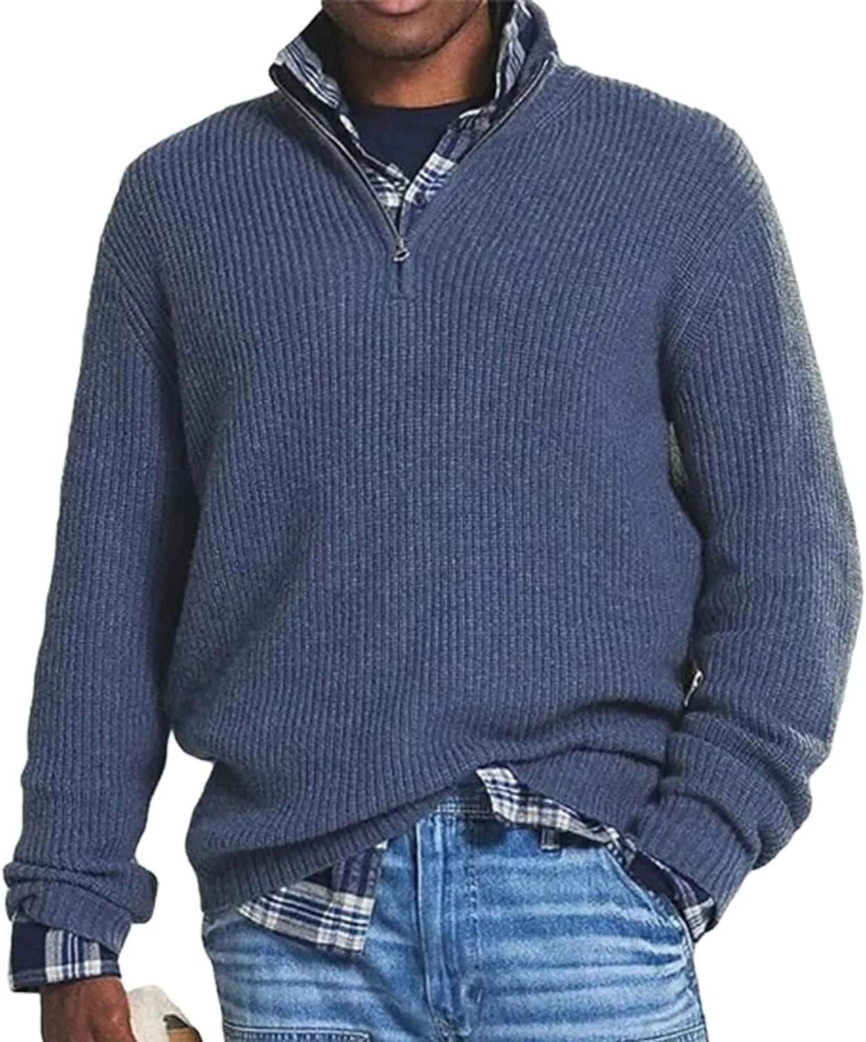 

Мужской свитер с молнией Casual Loose Stand Collar NLIADVY