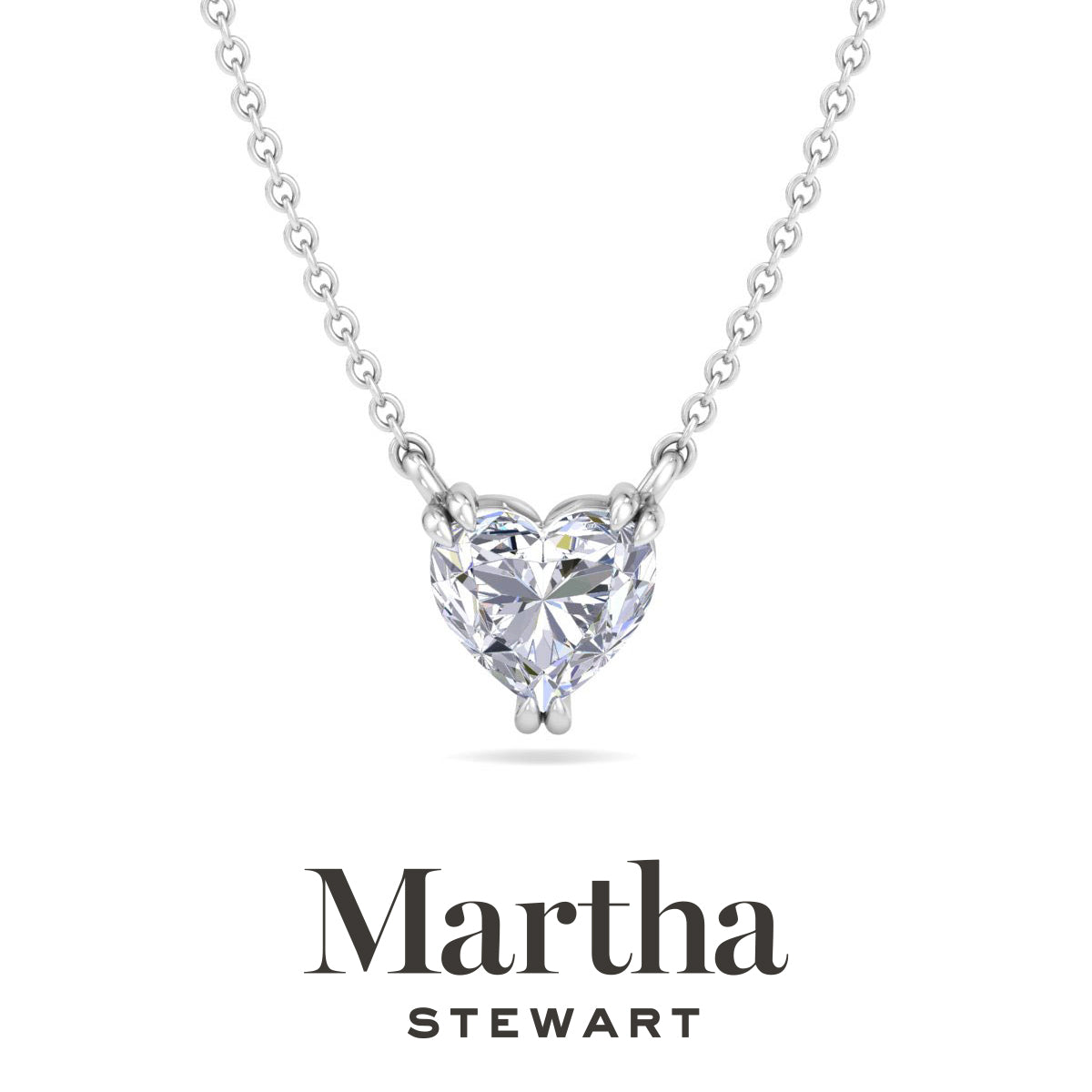 

Ожерелье Марты Стюарт с выращенными в лаборатории бриллиантами в форме сердца из 14-каратного золота. Martha Stewart, 14K White Gold/1 Carat