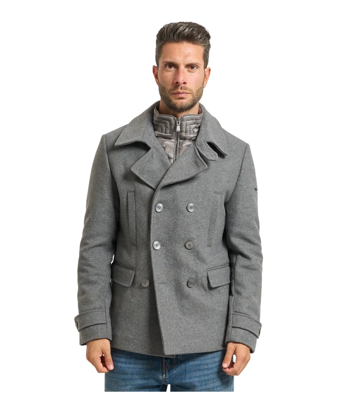 

Серый двубортный жакет из шерстяной смеси Yes Zee, серый