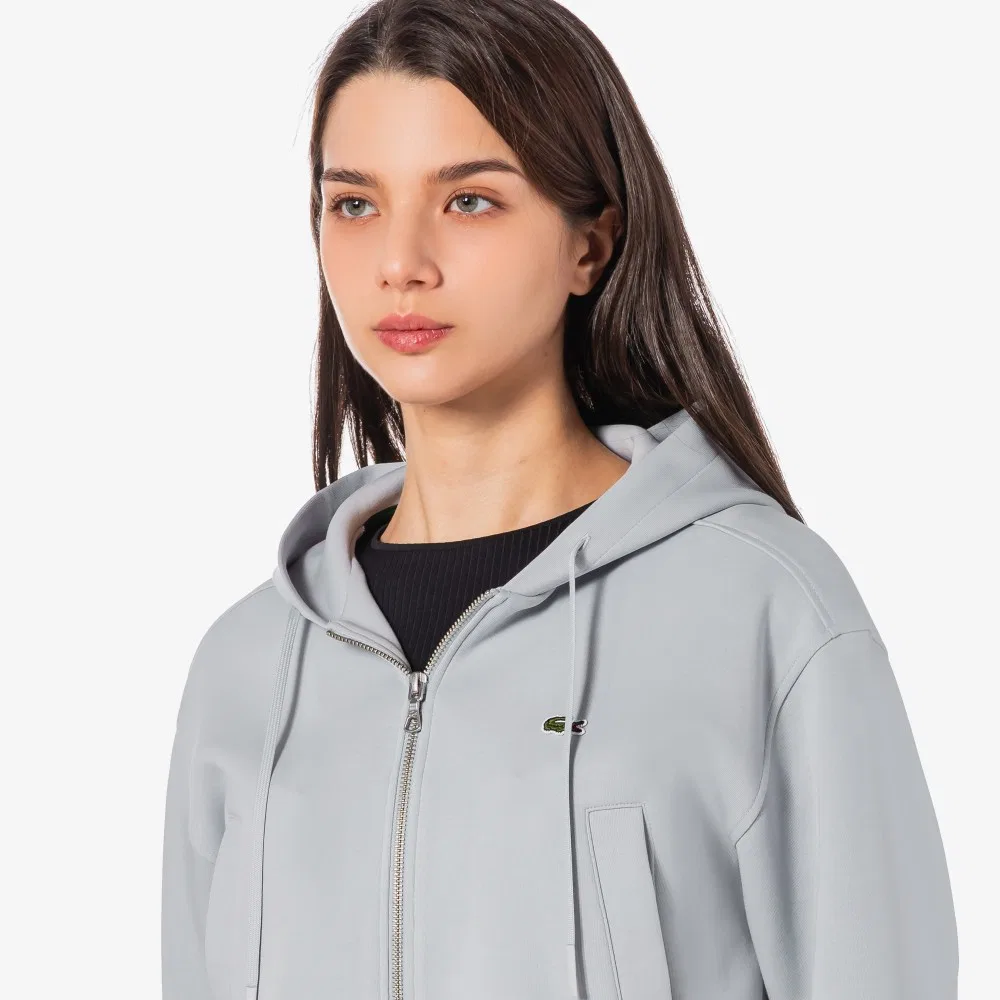 Худи Lacoste Relax Fit на молнии, светло-серая — фото 2