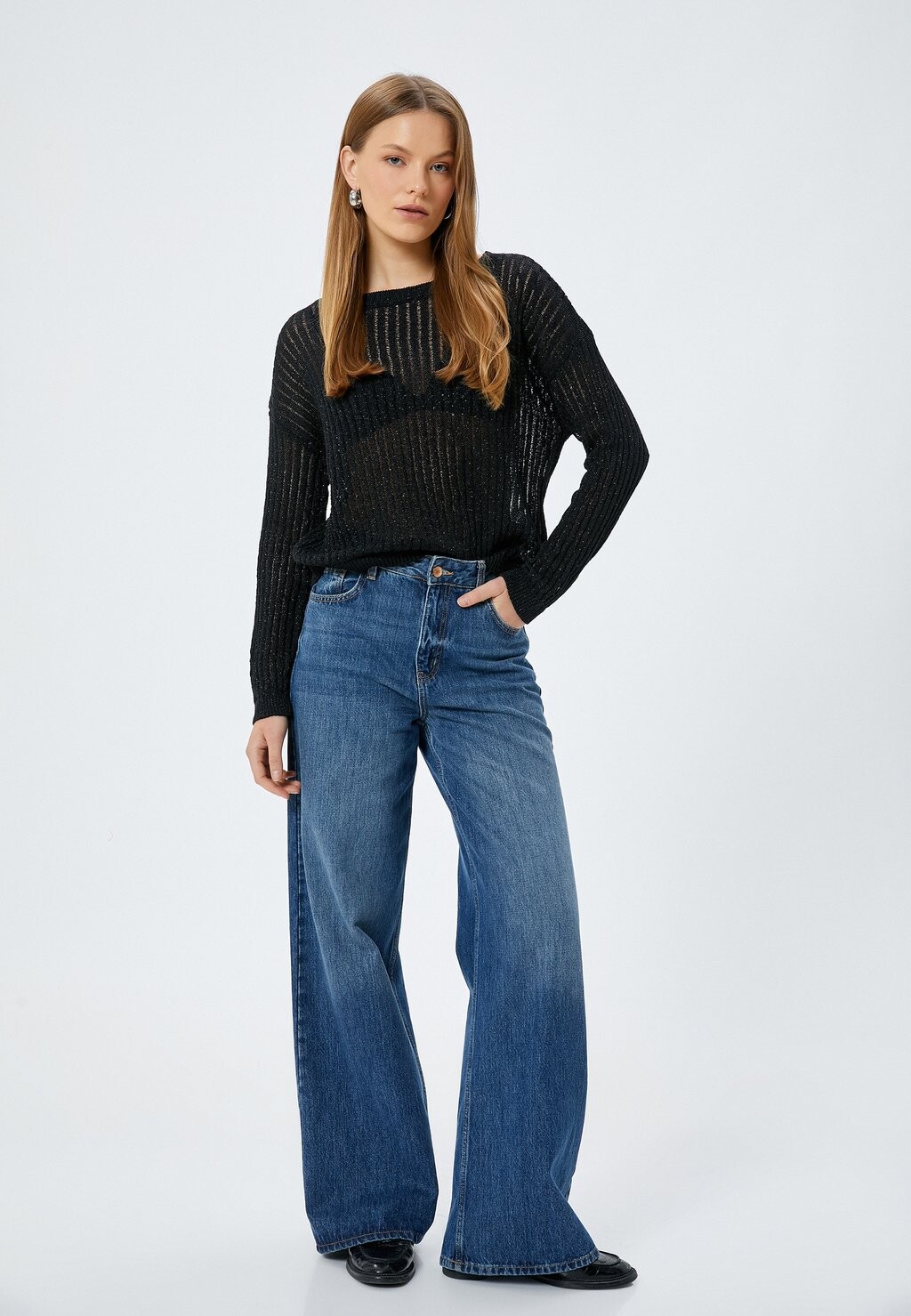 

Джемпер CREW NECK AJOURE Koton, черный