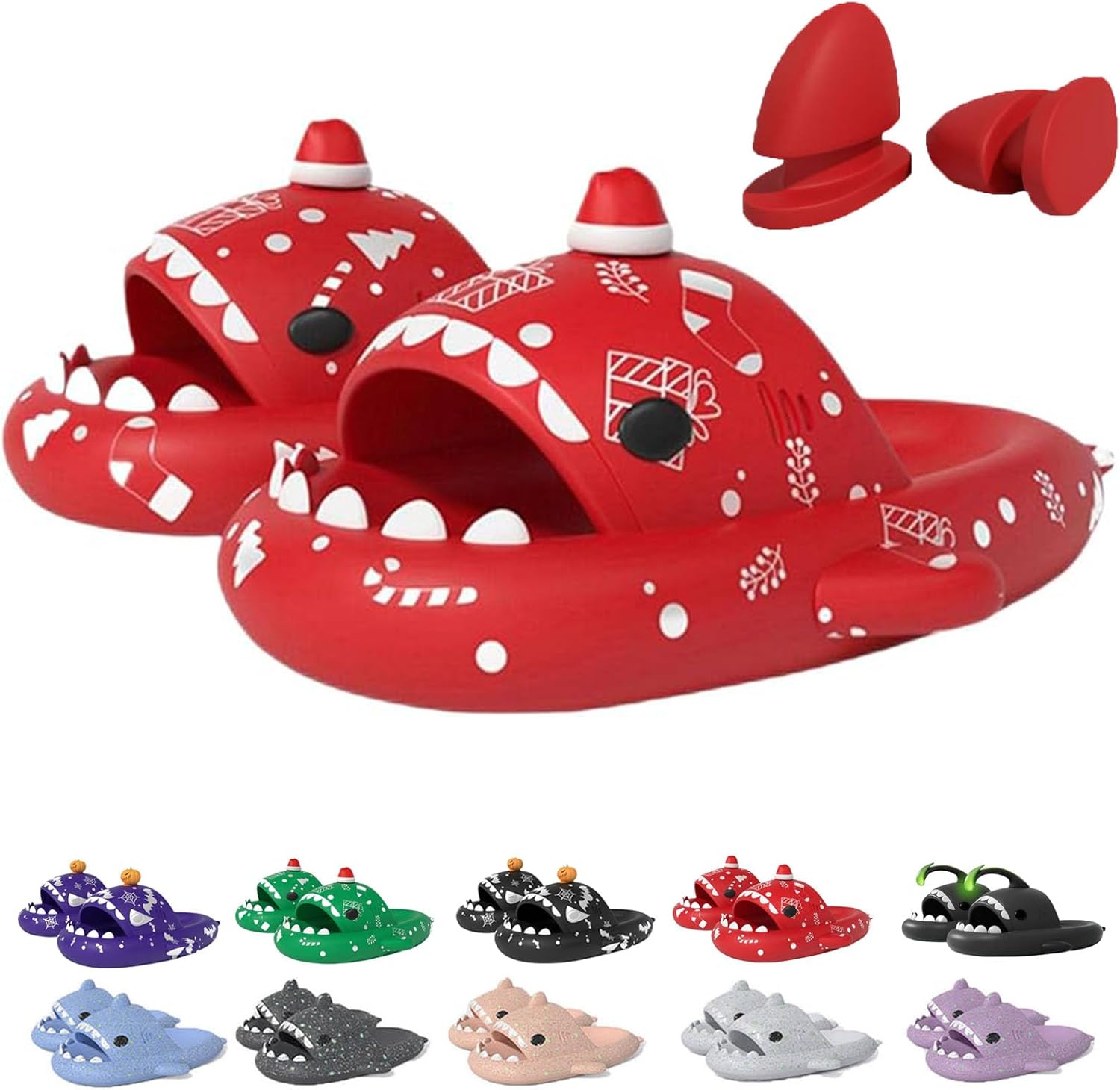 

Светящиеся тапочки с акулой Jfxgjuv на Хэллоуин, рождественские шлепанцы с акулой, жуткие 3D мультяшные шлепанцы с акулой, светящиеся в темноте сандалии с акулой для женщин и мужчин