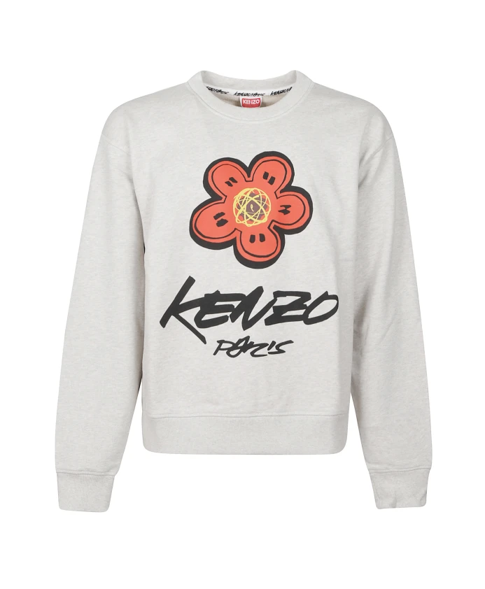 

Пуловер с круглым вырезом и цветочным принтом Kenzo, серый