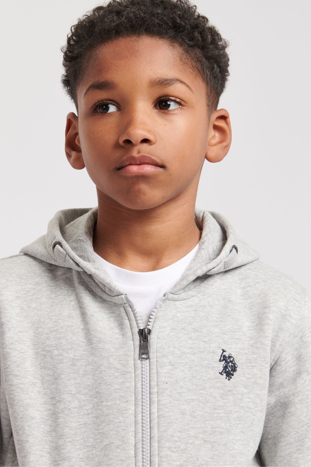 Толстовка на молнии для мальчика с двумя всадниками U.S. Polo Assn, серый — фото 3