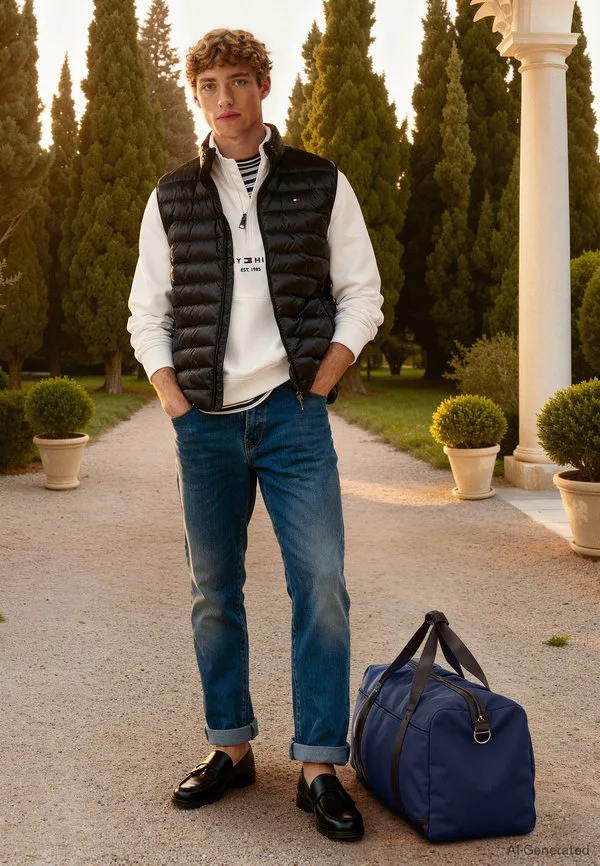 Основной компактный жилет без рукавов Tommy Hilfiger, Black