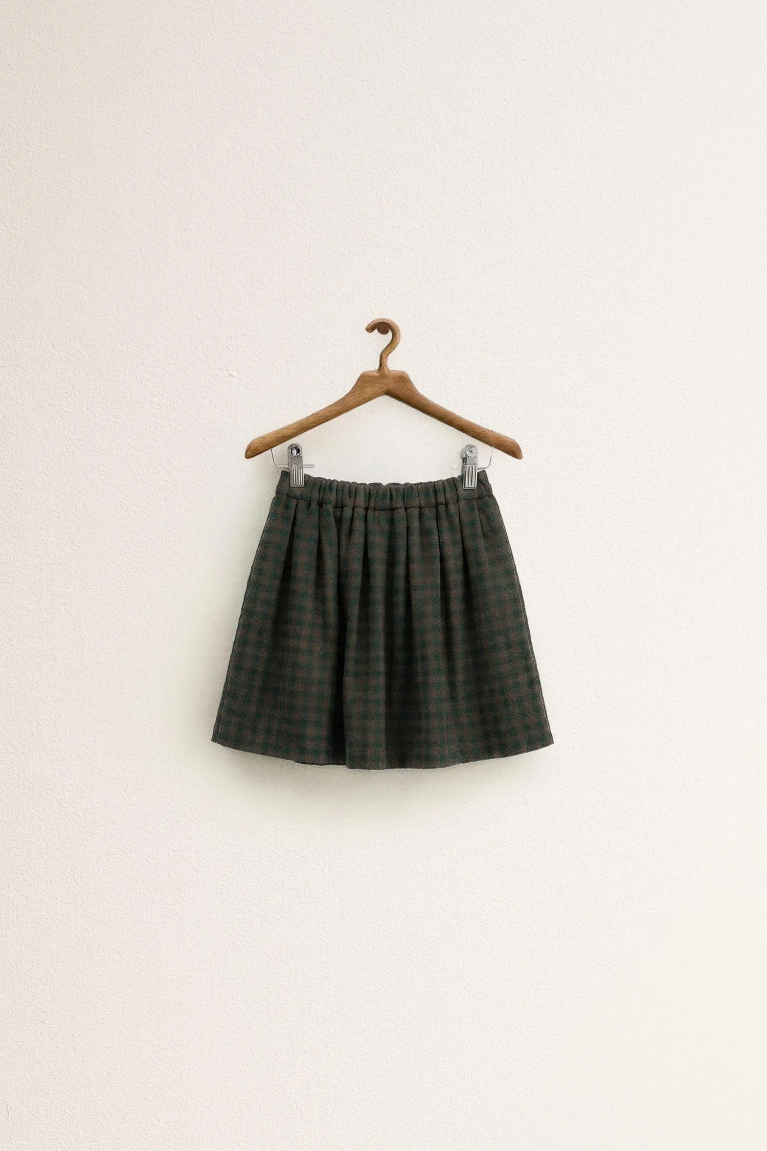 Zara timeless - юбка в клетку из шерстяной смеси, хаки — фото 2