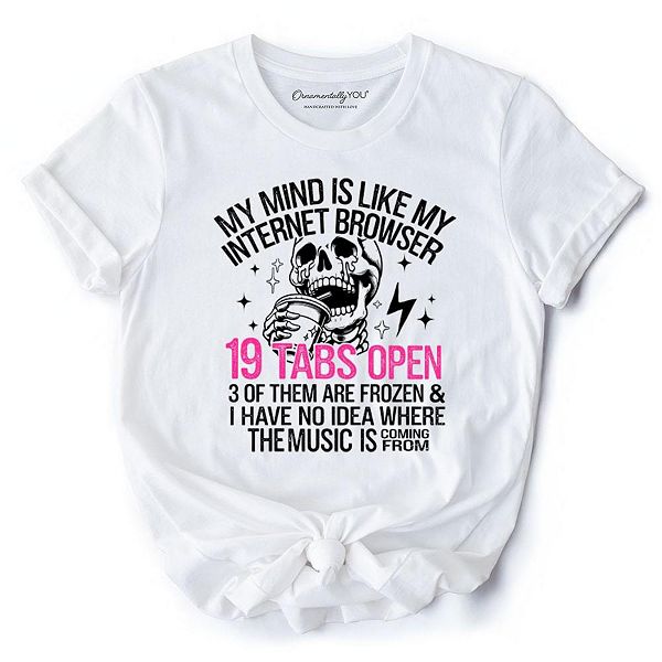 

Футболка My mind is like my internet browser с принтом скелета Ornamentallyyou, White