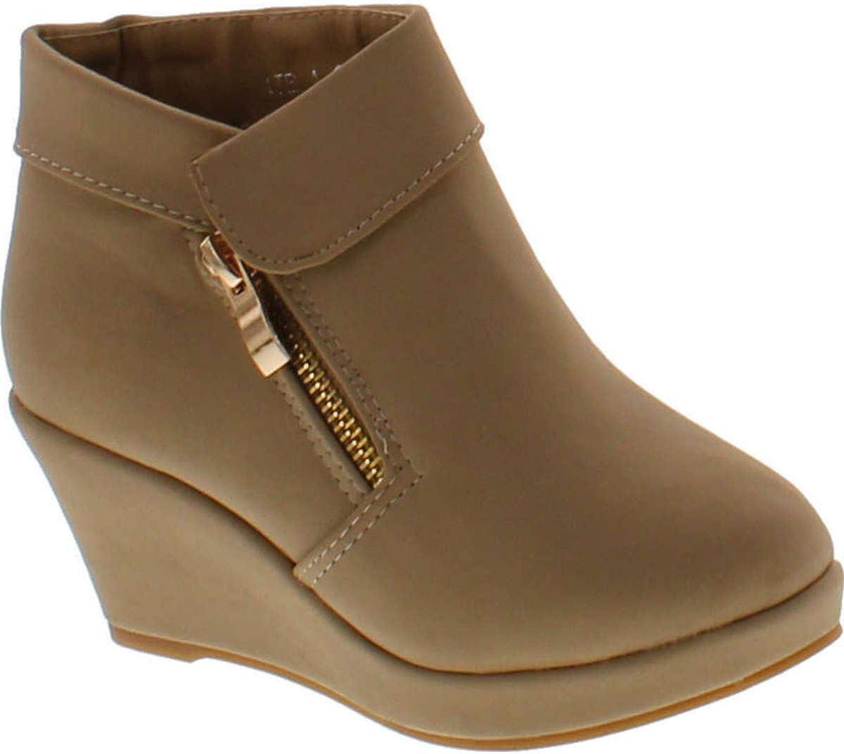 

Lucky Top BESTON Stella-6K ботильоны на платформе с клиновидным каблуком и отворотом, Taupe